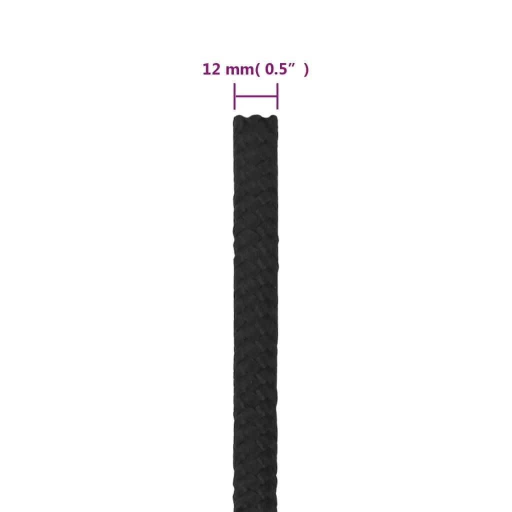 vidaXL Bootsseil Schwarz 12 mm 25 m Polypropylen