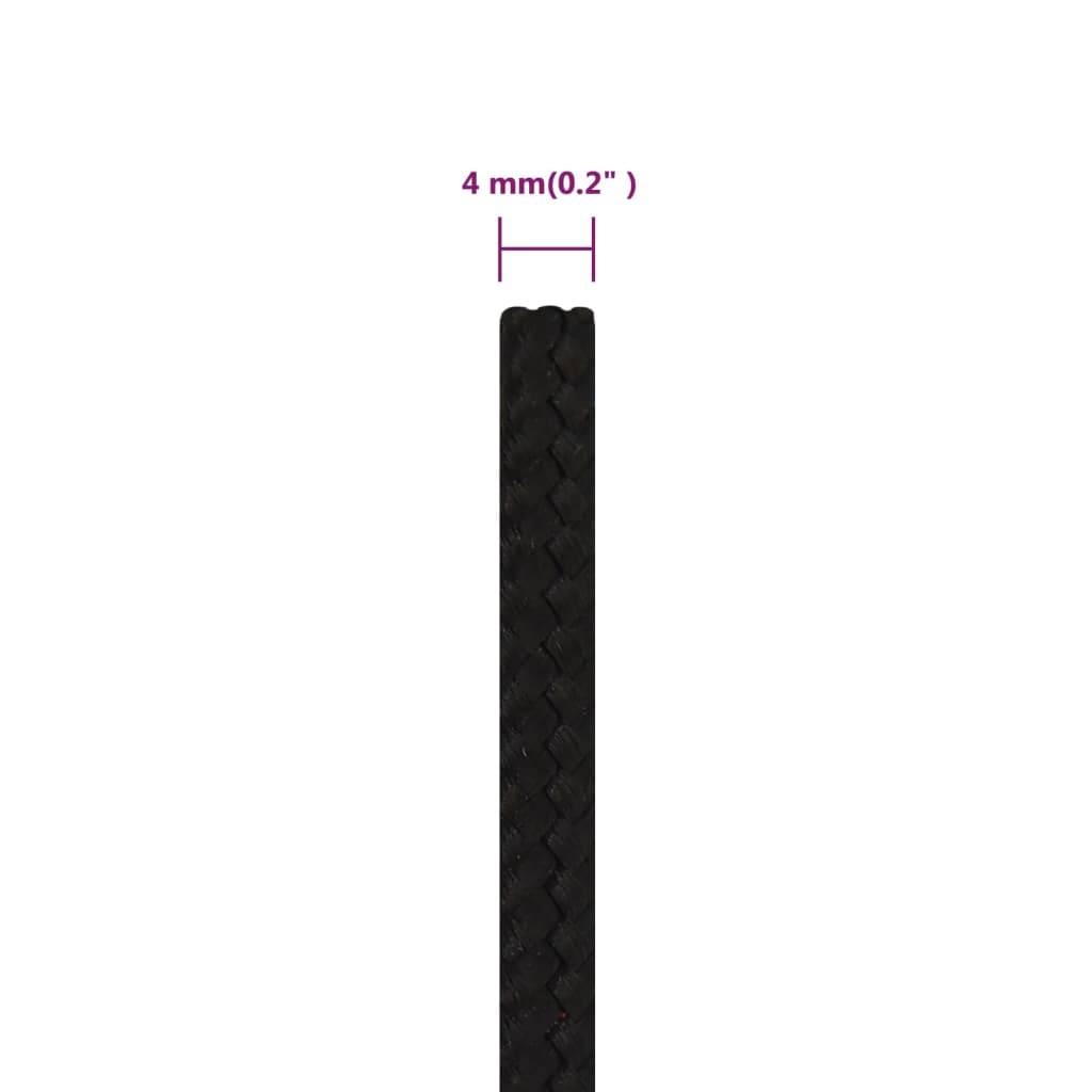 vidaXL Arbeitsseil Schwarz 4 mm 250 m Polyester
