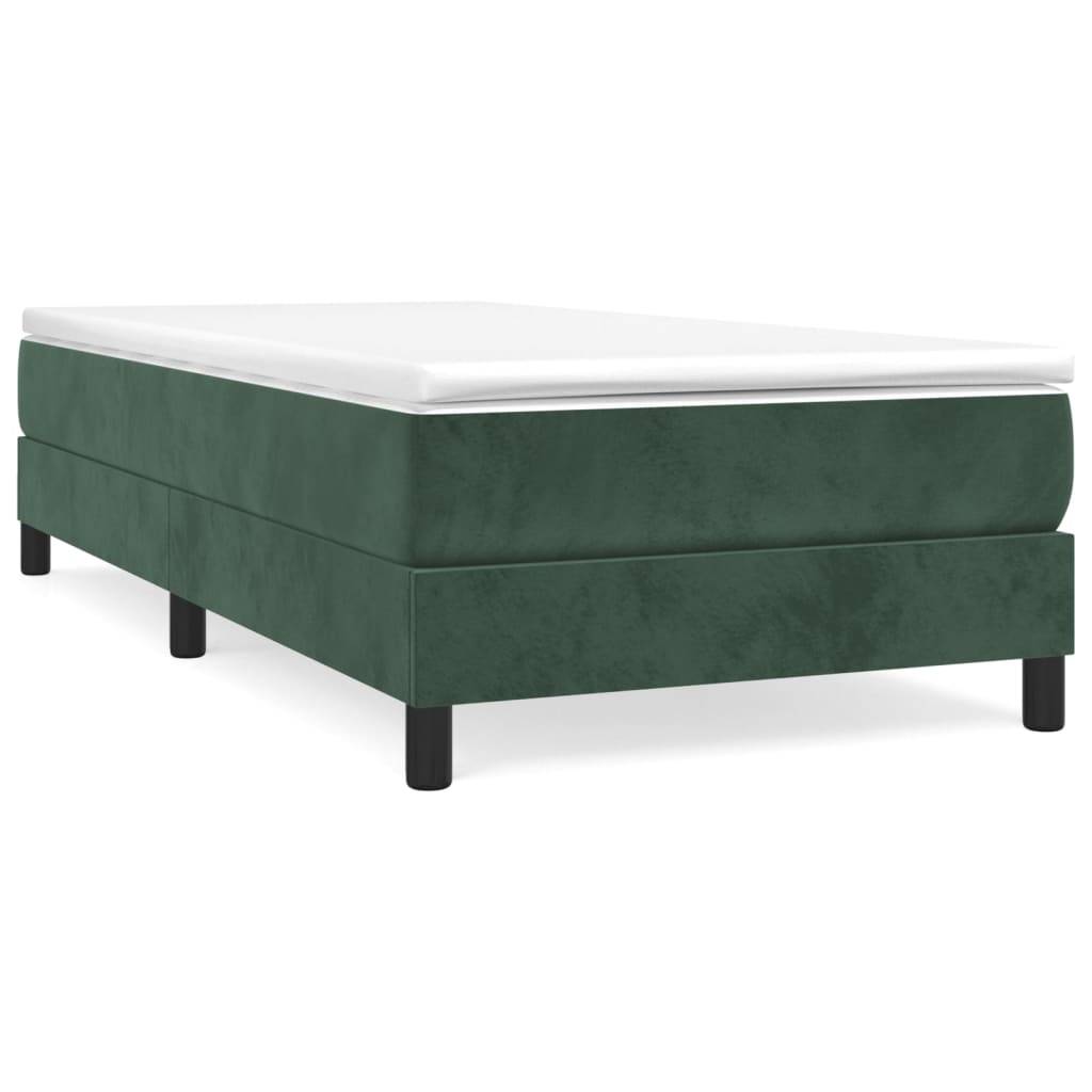 vidaXL Boxspringbett mit Matratze Dunkelgrün 90x190 cm Samt