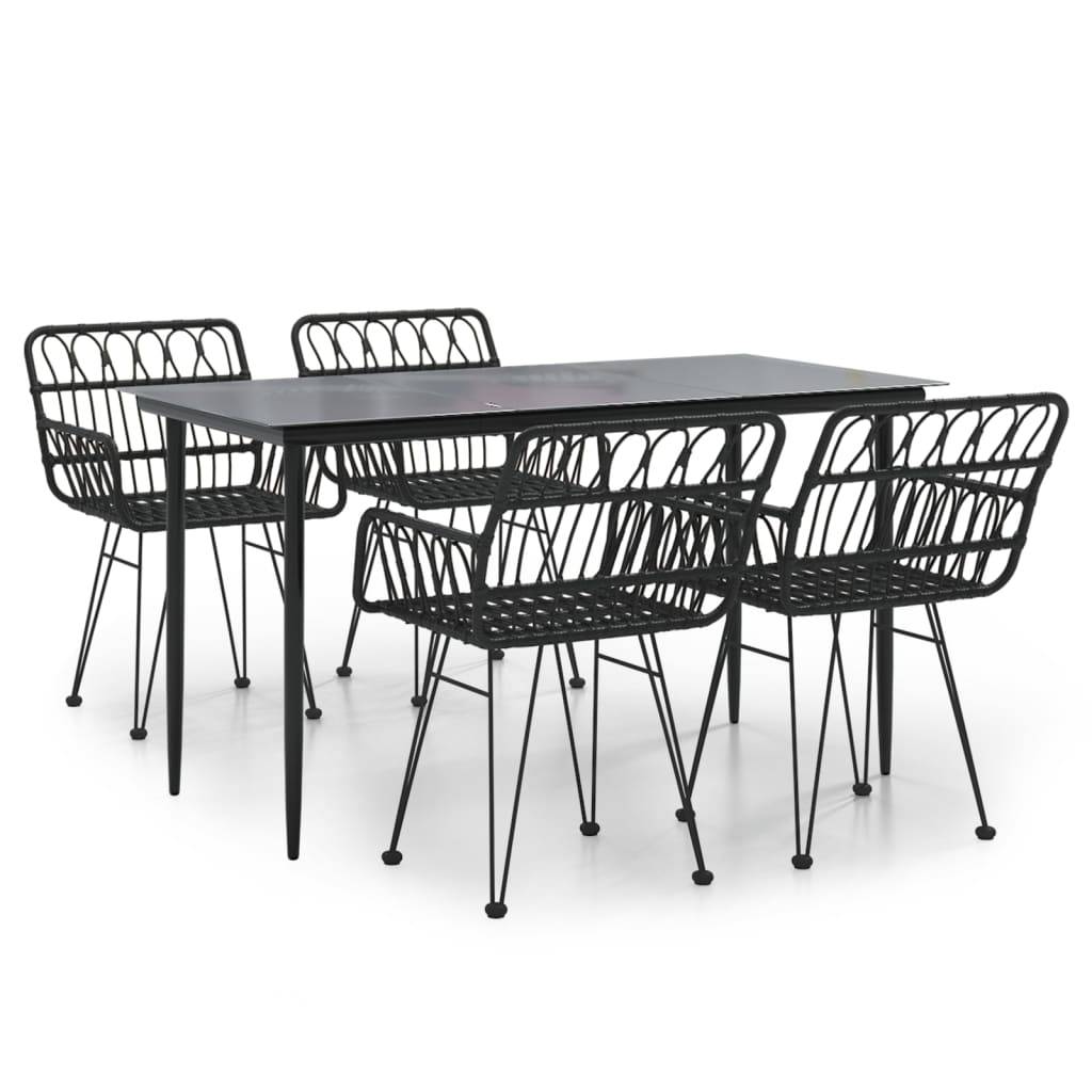 vidaXL 5-tlg. Garten-Essgruppe Schwarz Poly Rattan