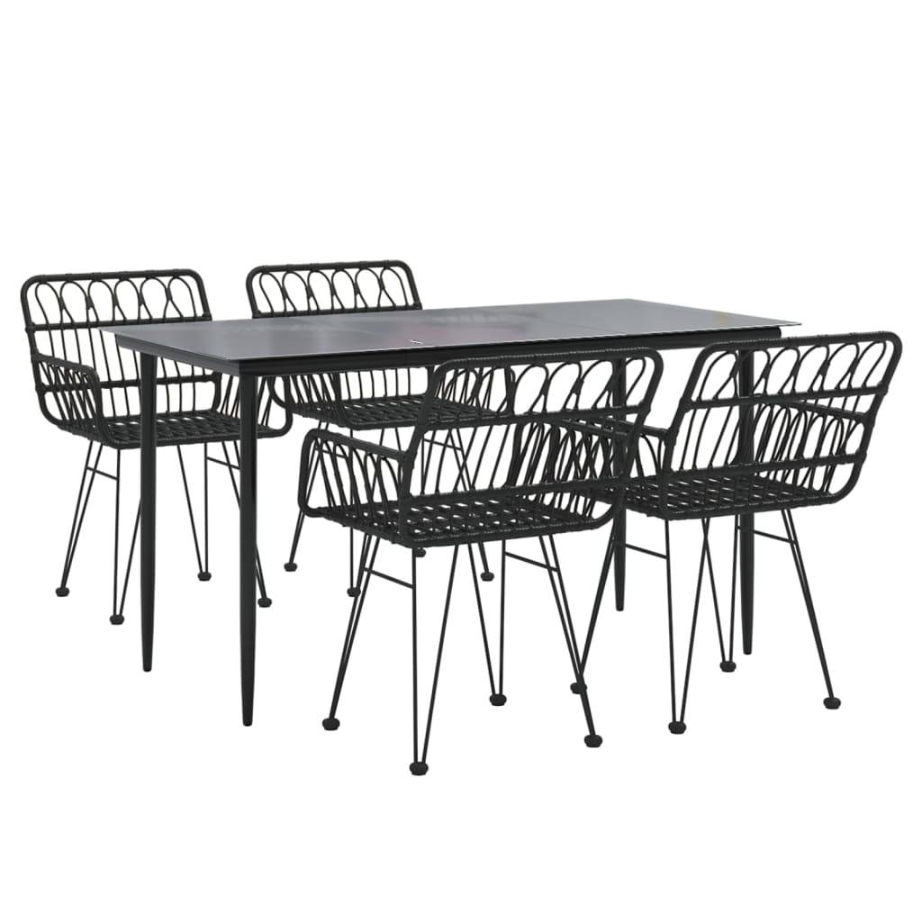 vidaXL 5-tlg. Garten-Essgruppe Schwarz Poly Rattan