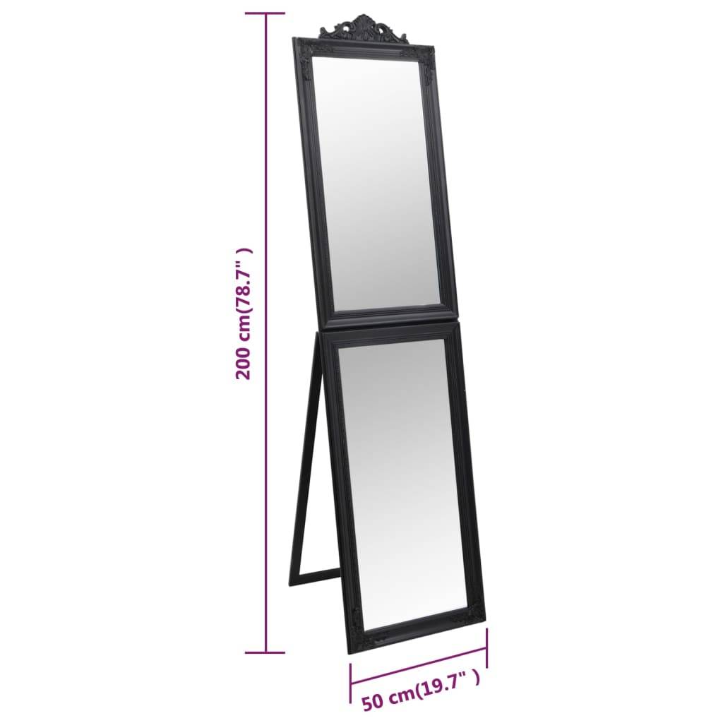 vidaXL Standspiegel Schwarz 50x200 cm