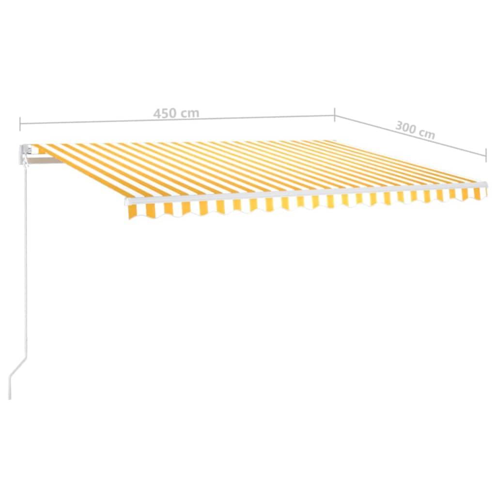 vidaXL Markise Manuell Einziehbar mit LED 450x300 cm Gelb und Weiß