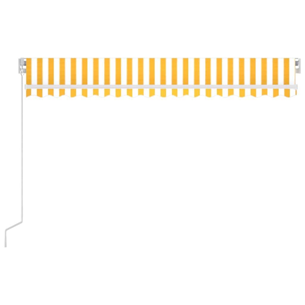 vidaXL Markise Manuell Einziehbar mit LED 450x300 cm Gelb und Weiß