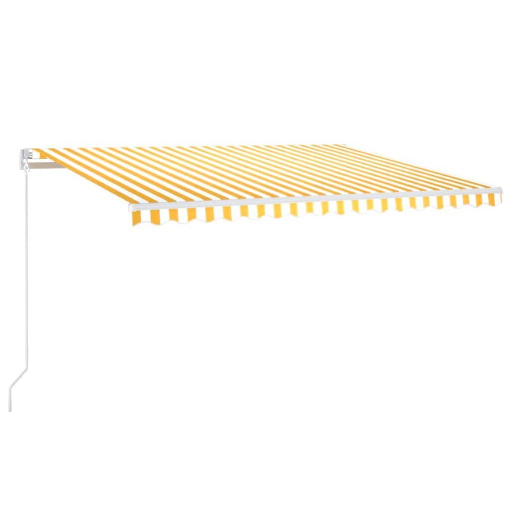 vidaXL Markise Manuell Einziehbar mit LED 450x300 cm Gelb und Weiß