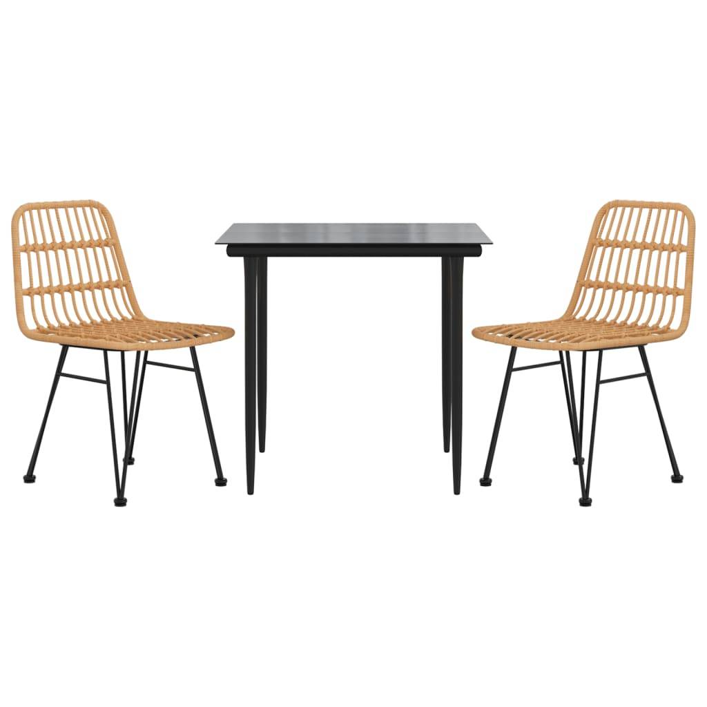 vidaXL 3-tlg. Garten-Essgruppe Poly Rattan