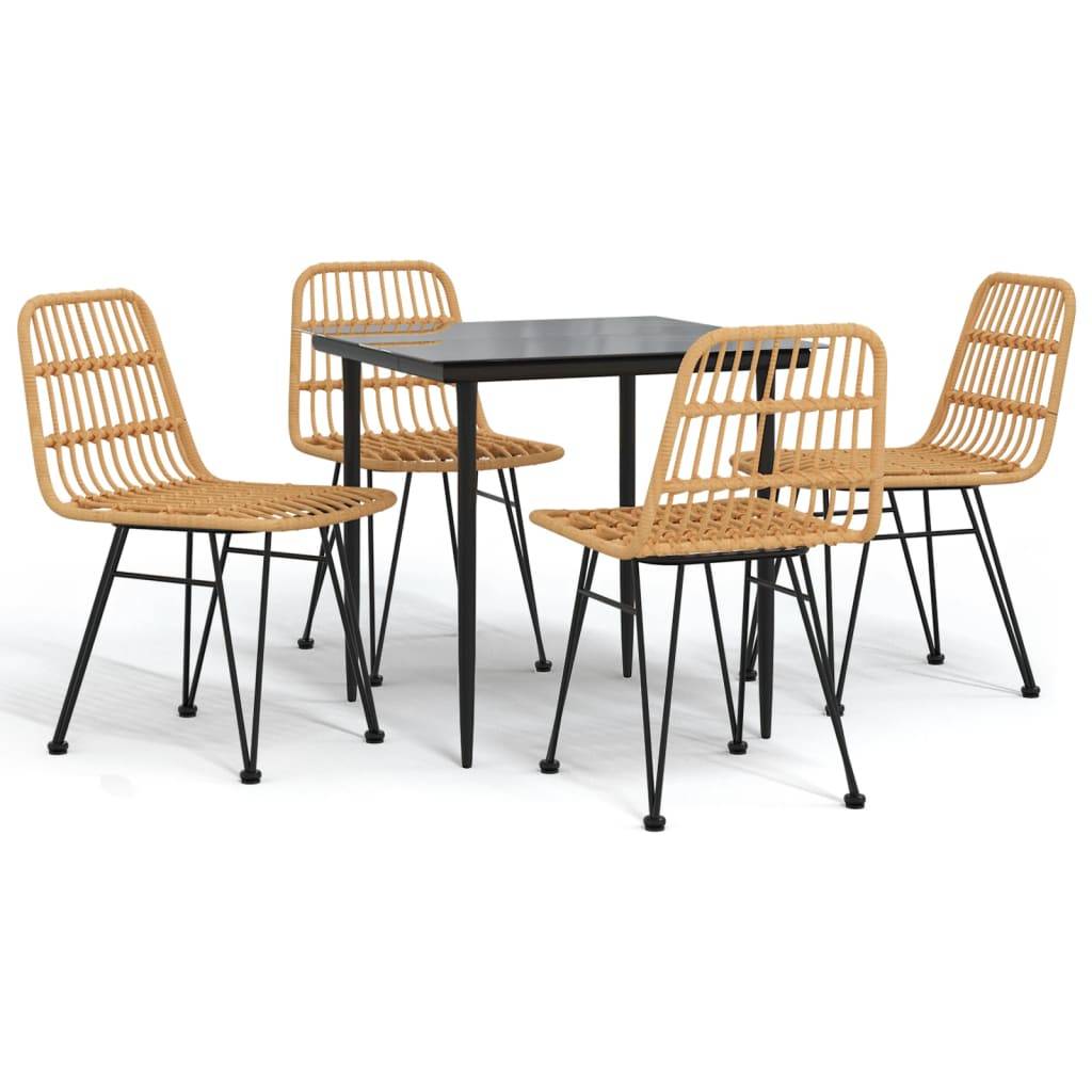vidaXL 5-tlg. Garten-Essgruppe Poly Rattan