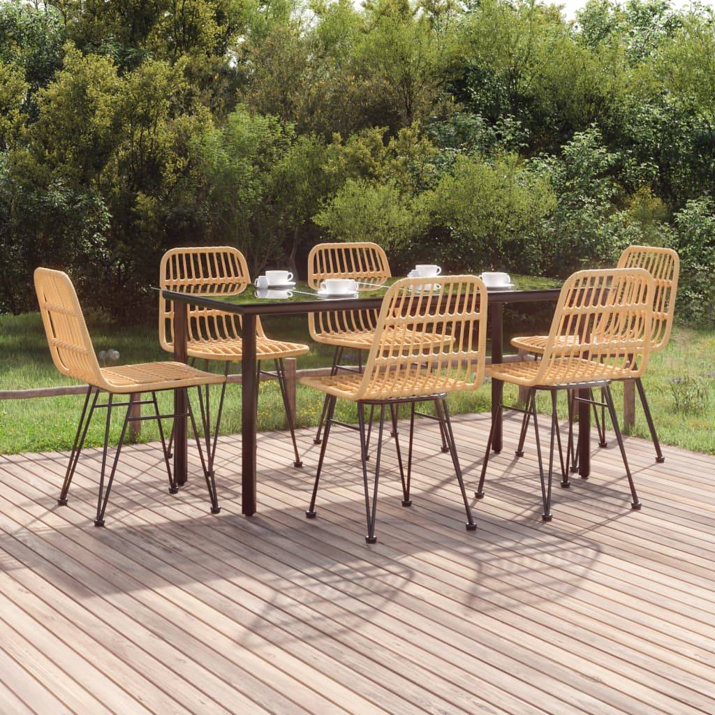 vidaXL 7-tlg. Garten-Essgruppe Poly Rattan