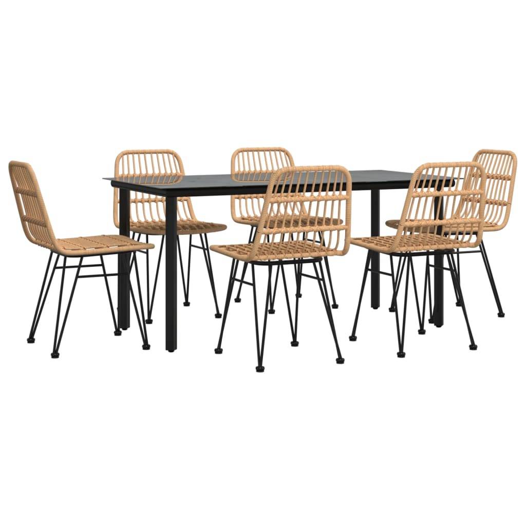 vidaXL 7-tlg. Garten-Essgruppe Poly Rattan