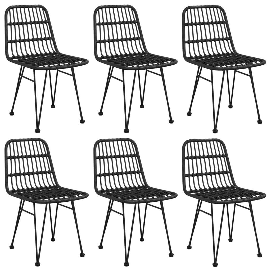 vidaXL 7-tlg. Garten-Essgruppe Schwarz Poly Rattan