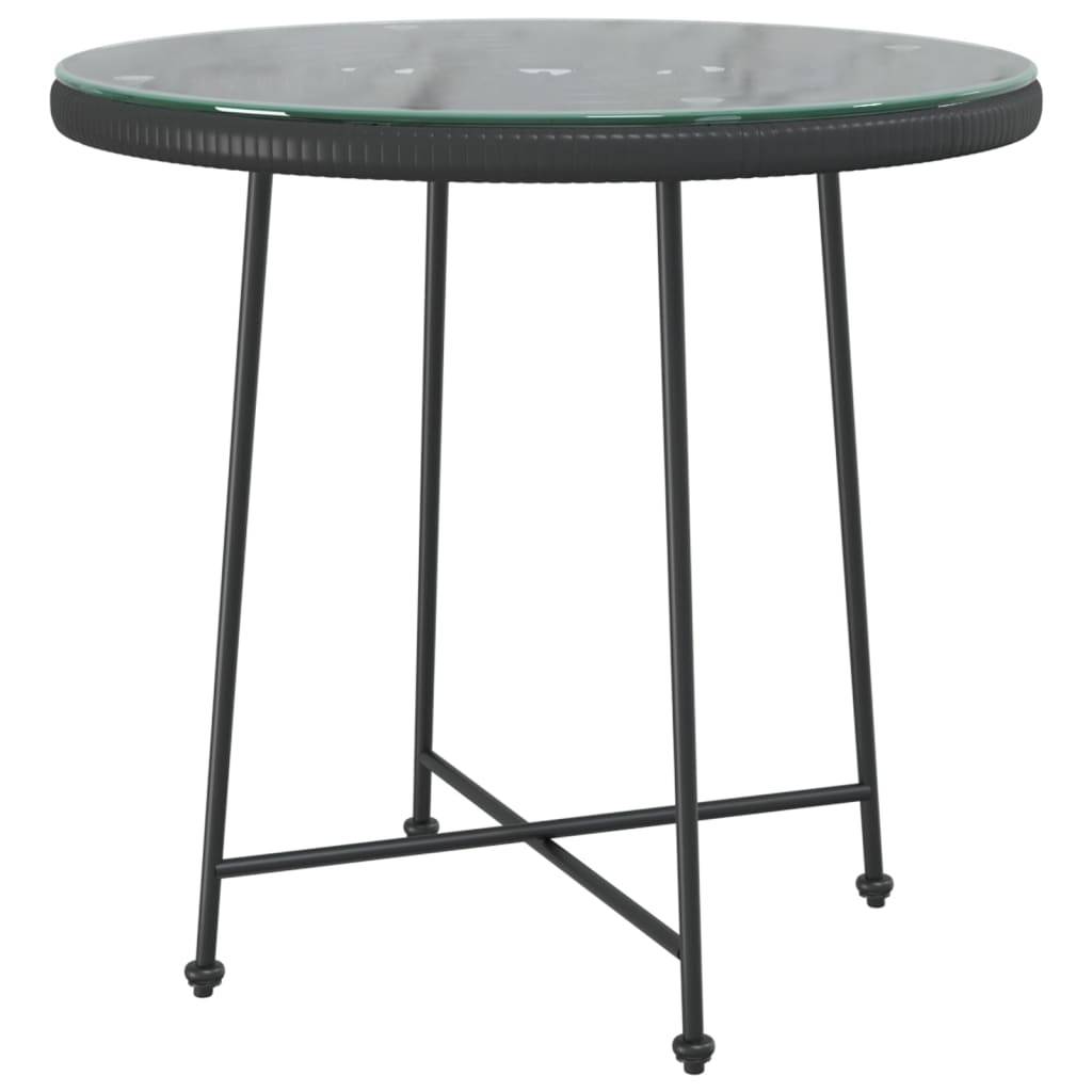 vidaXL Esstisch Schwarz Ø80 cm Hartglas und Stahl