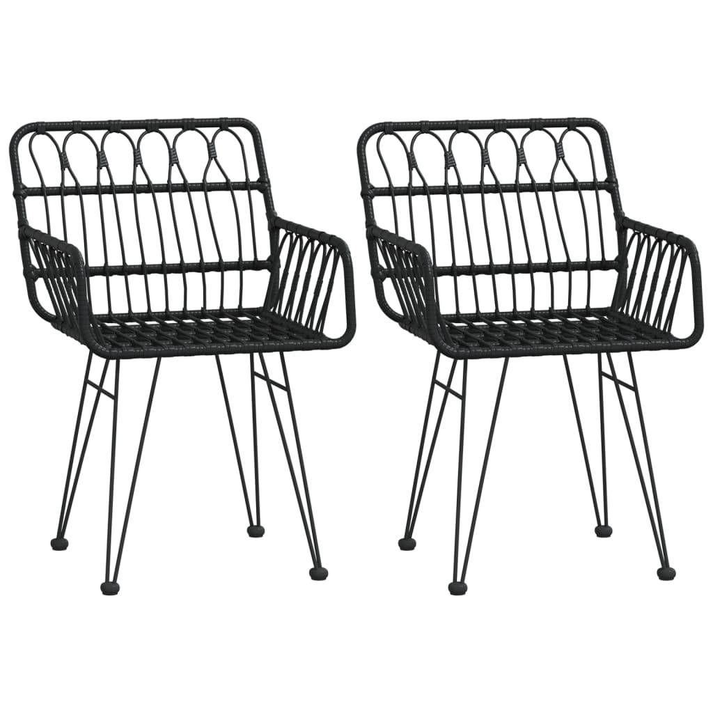 vidaXL Gartenstühle 2 Stk. mit Armlehnen Schwarz 56x64x80 cm PE-Rattan