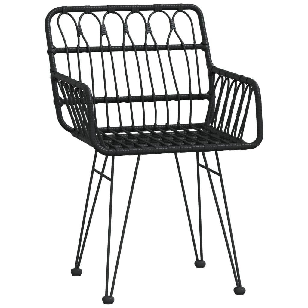 vidaXL Gartenstühle 2 Stk. mit Armlehnen Schwarz 56x64x80 cm PE-Rattan