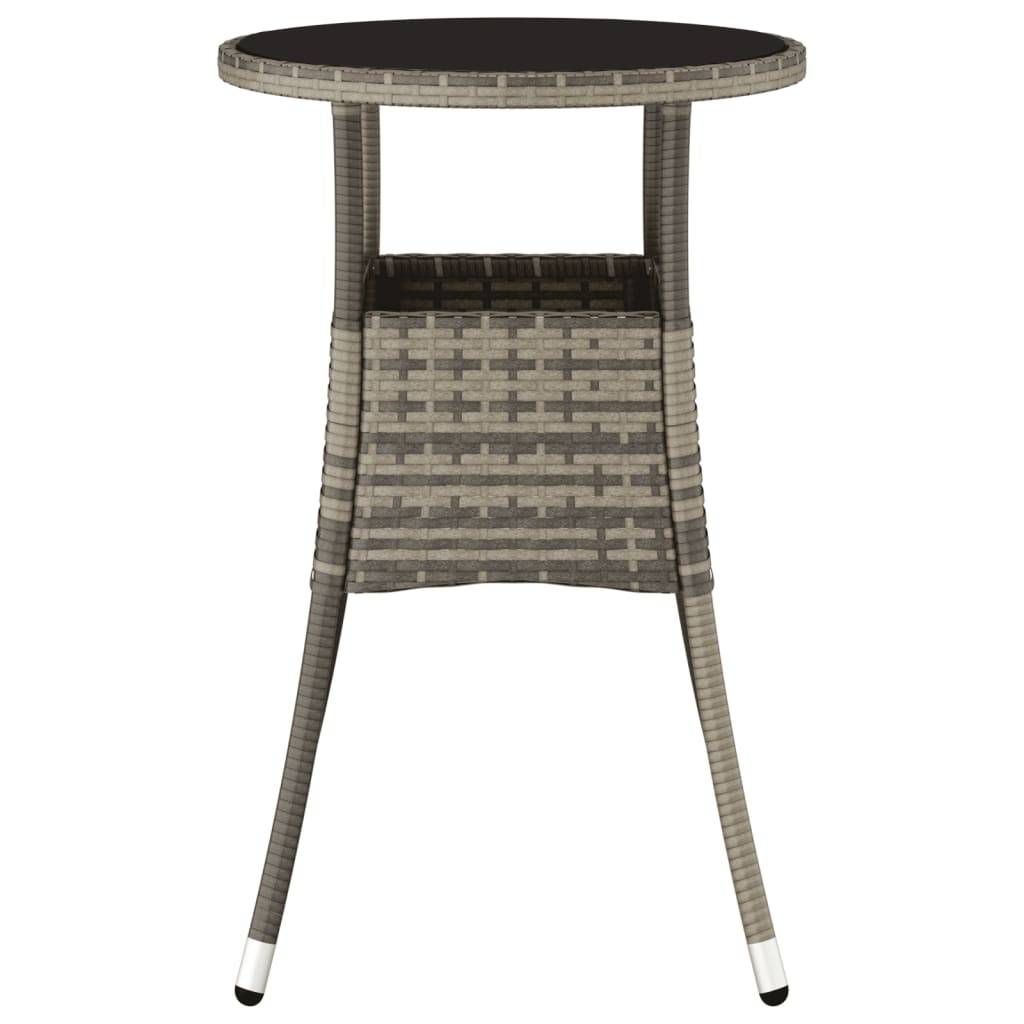 vidaXL Gartentisch Ø60x75 cm Hartglas und Poly Rattan Grau