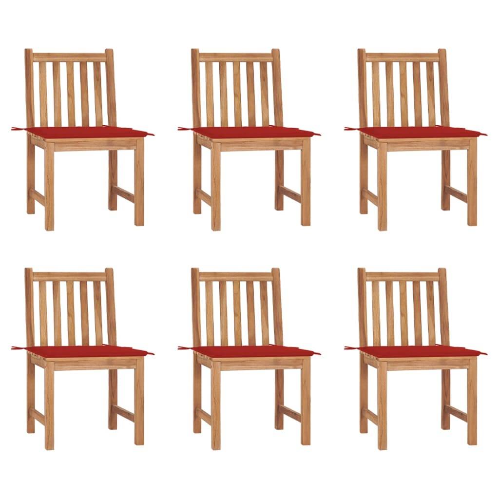 vidaXL Gartenstühle 6 Stk. mit Kissen Massivholz Teak
