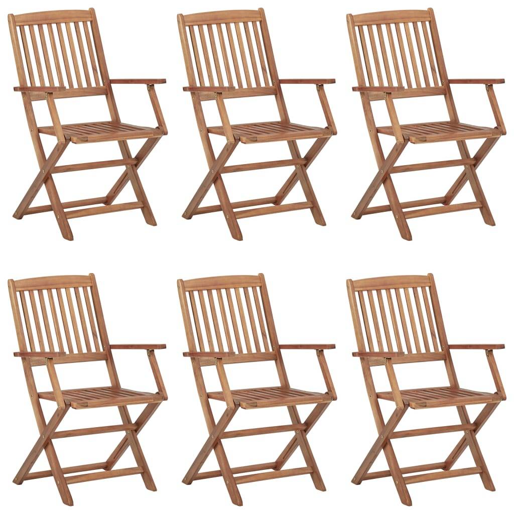 vidaXL Klappbare Gartenstühle 6 Stk. mit Kissen Massivholz Akazie