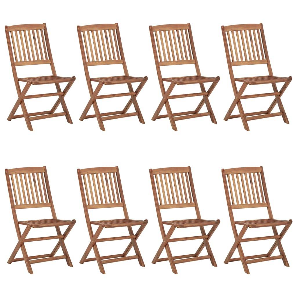 vidaXL Klappbare Gartenstühle 8 Stk. mit Kissen Massivholz Akazie