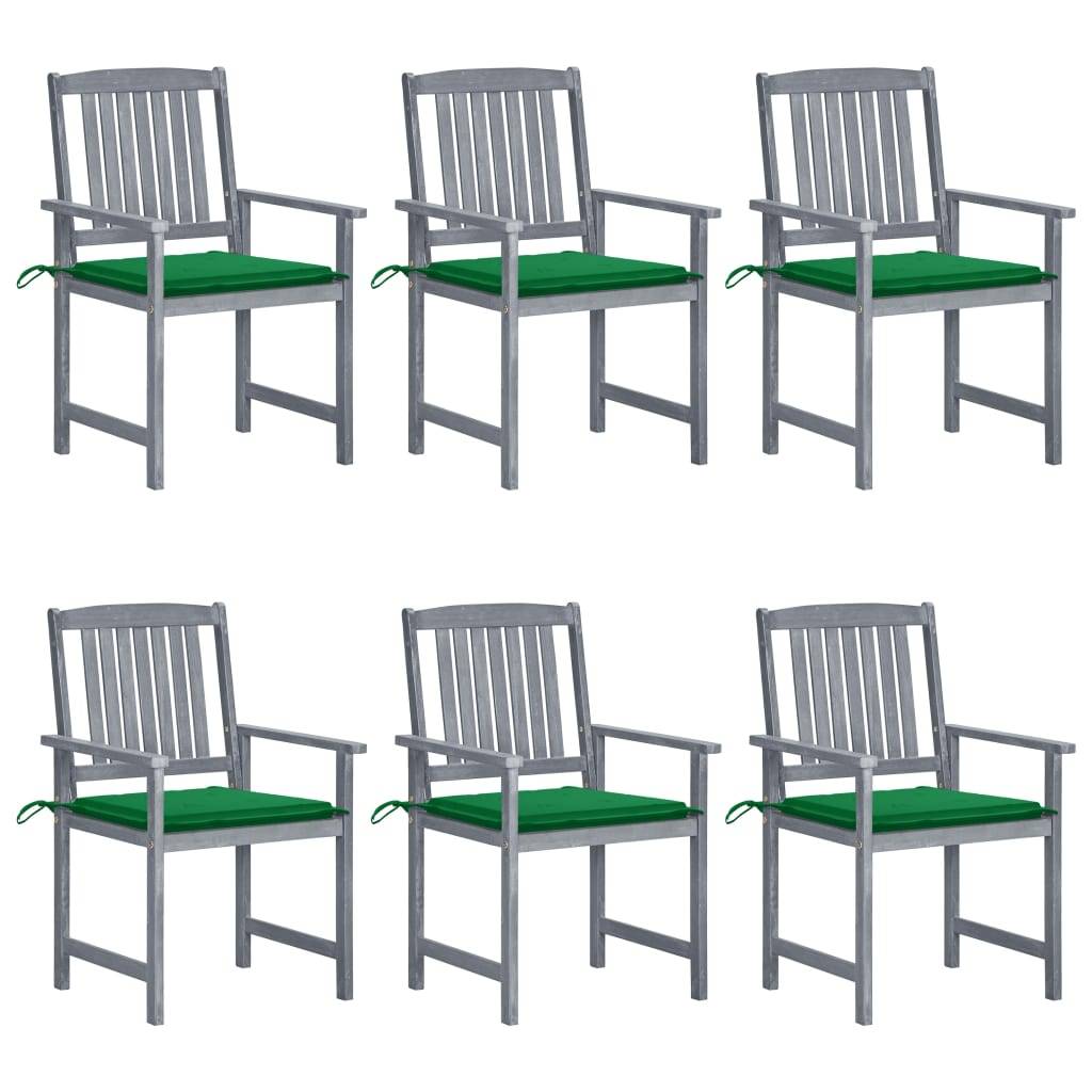 vidaXL Gartenstühle mit Kissen 6 Stk. Massivholz Akazie Grau