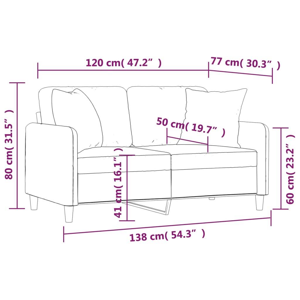 vidaXL 2-Sitzer-Sofa mit Zierkissen Braun 120 cm Stoff
