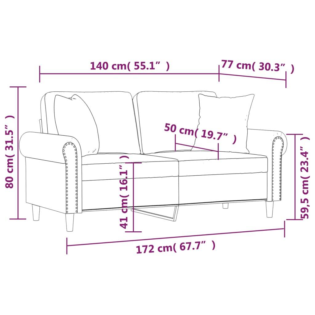 vidaXL 2-Sitzer-Sofa mit Zierkissen Cappuccino-Braun 140 cm Kunstleder