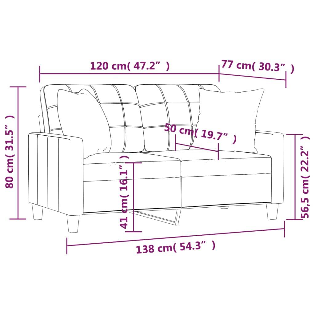 vidaXL 2-Sitzer-Sofa mit Zierkissen Schwarz 120 cm Kunstleder