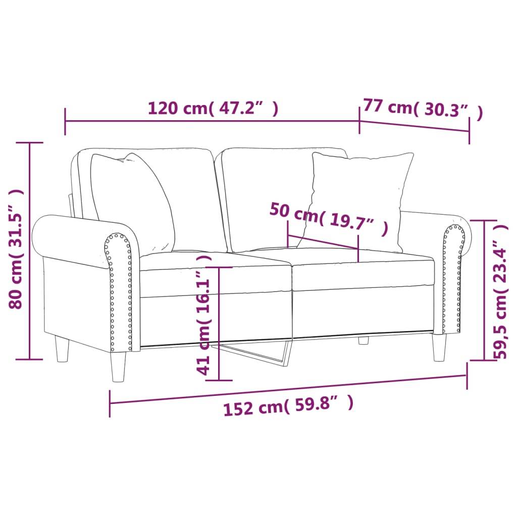 vidaXL 2-Sitzer-Sofa mit Zierkissen Creme 120 cm Kunstleder
