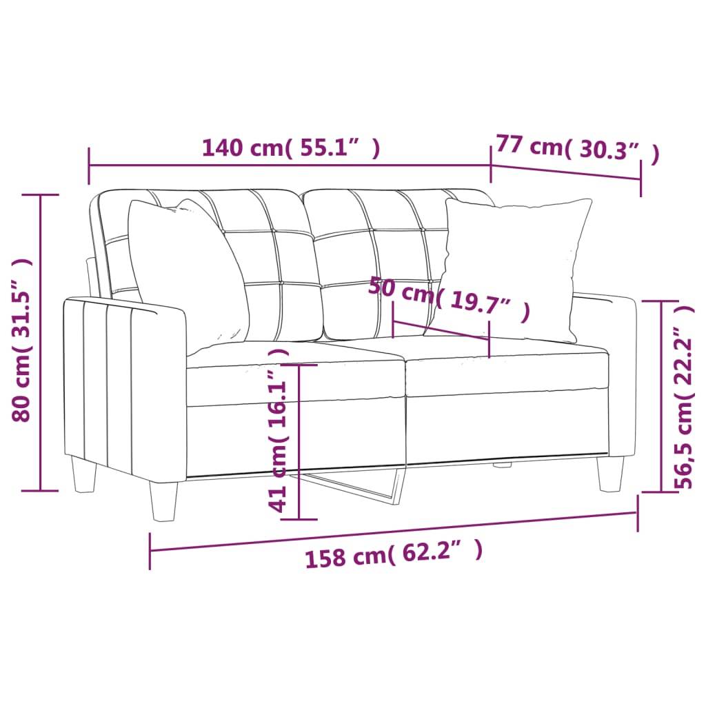 vidaXL 2-Sitzer-Sofa mit Zierkissen Creme 140 cm Kunstleder
