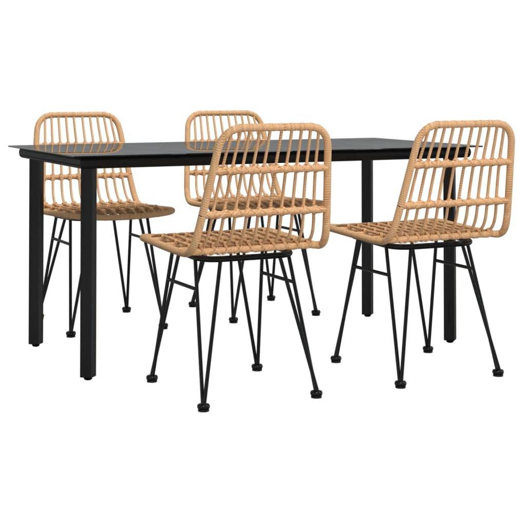 vidaXL 5-tlg. Garten-Essgruppe Poly Rattan