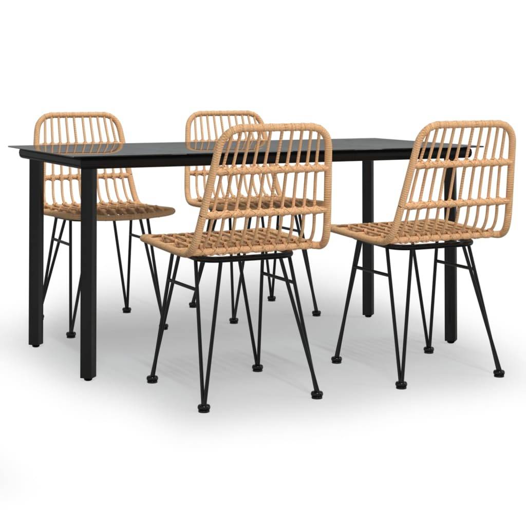 vidaXL 5-tlg. Garten-Essgruppe Poly Rattan