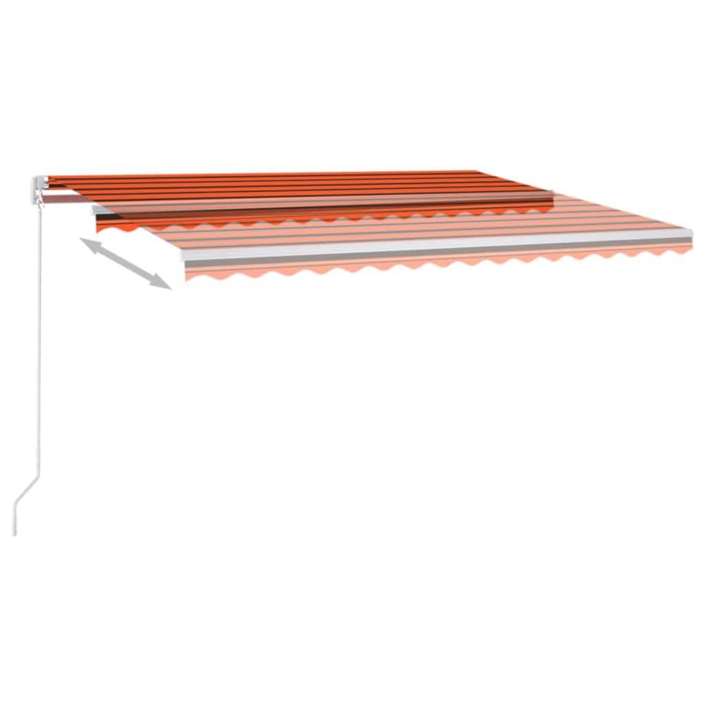 vidaXL Markise Manuell Einziehbar mit LED 450x300 cm Orange und Braun