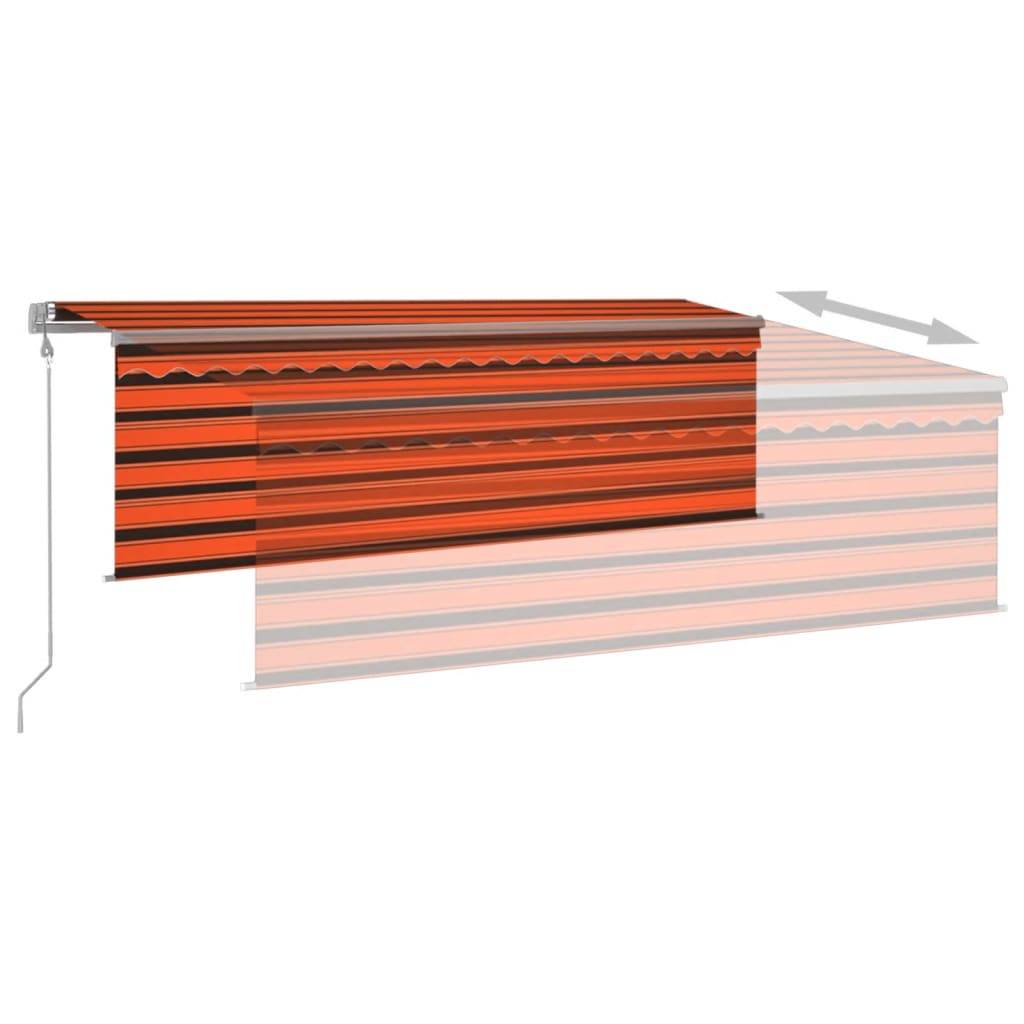 vidaXL Markise Automatisch Einziehbar mit Volant 4,5x3m Orange & Braun