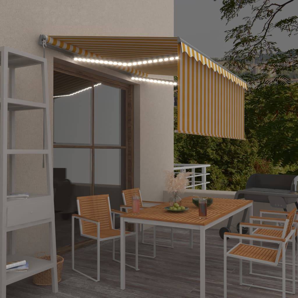 vidaXL Markise Manuell Einziehbar mit Rollo LED 3x2,5m Gelb & Weiß