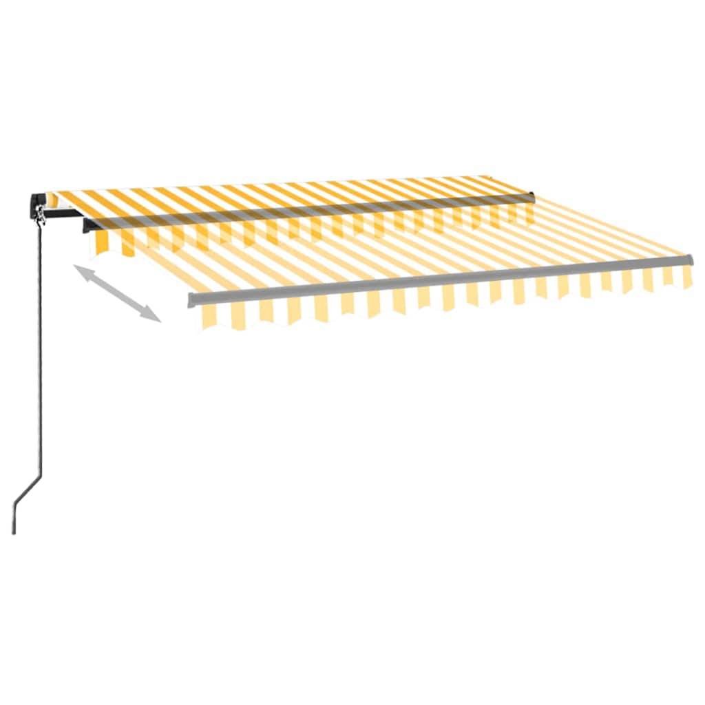 vidaXL Markise Manuell Einziehbar mit LED 350x250 cm Gelb und Weiß