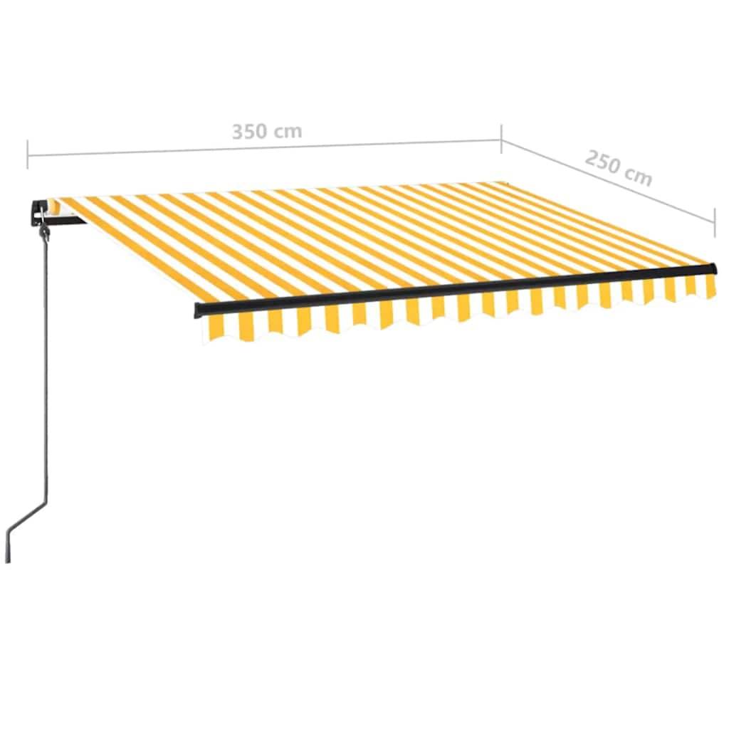 vidaXL Markise Manuell Einziehbar mit LED 350x250 cm Gelb und Weiß