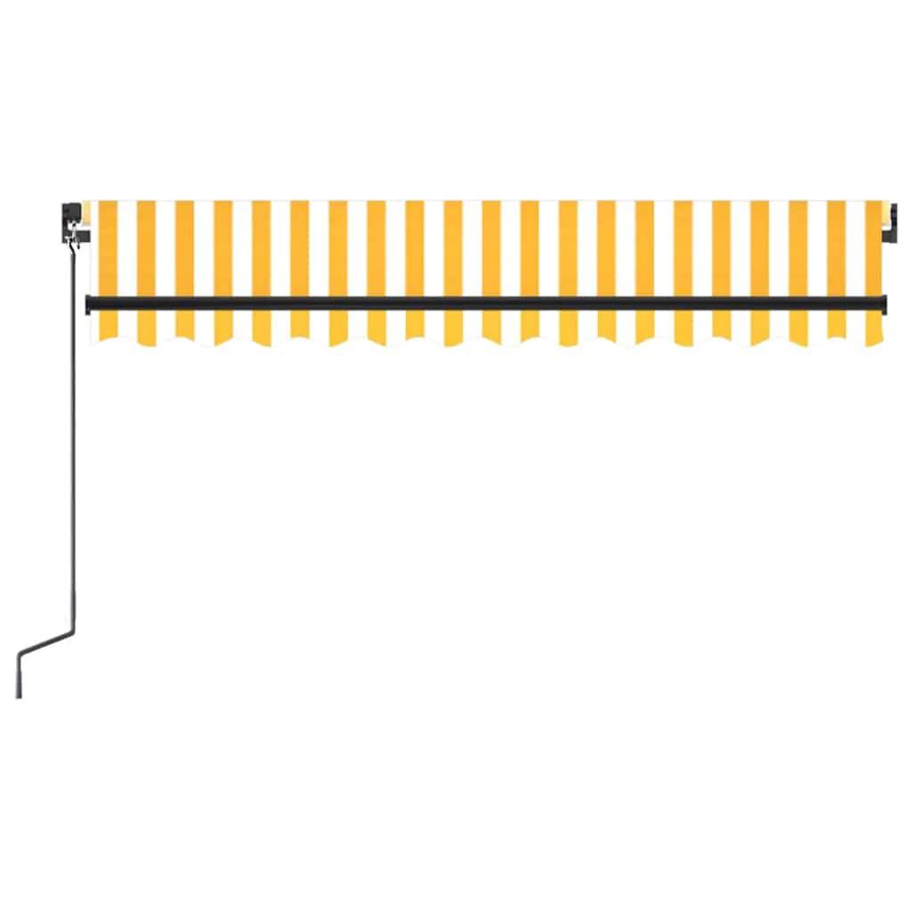 vidaXL Markise Manuell Einziehbar mit LED 350x250 cm Gelb und Weiß