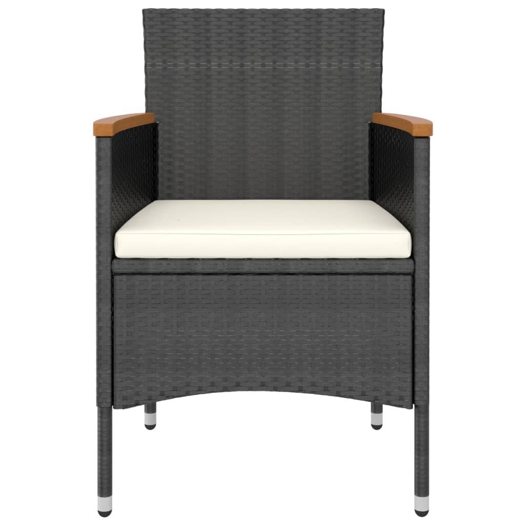 vidaXL 5-tlg. Garten-Bistro-Set Poly Rattan und Hartglas Schwarz