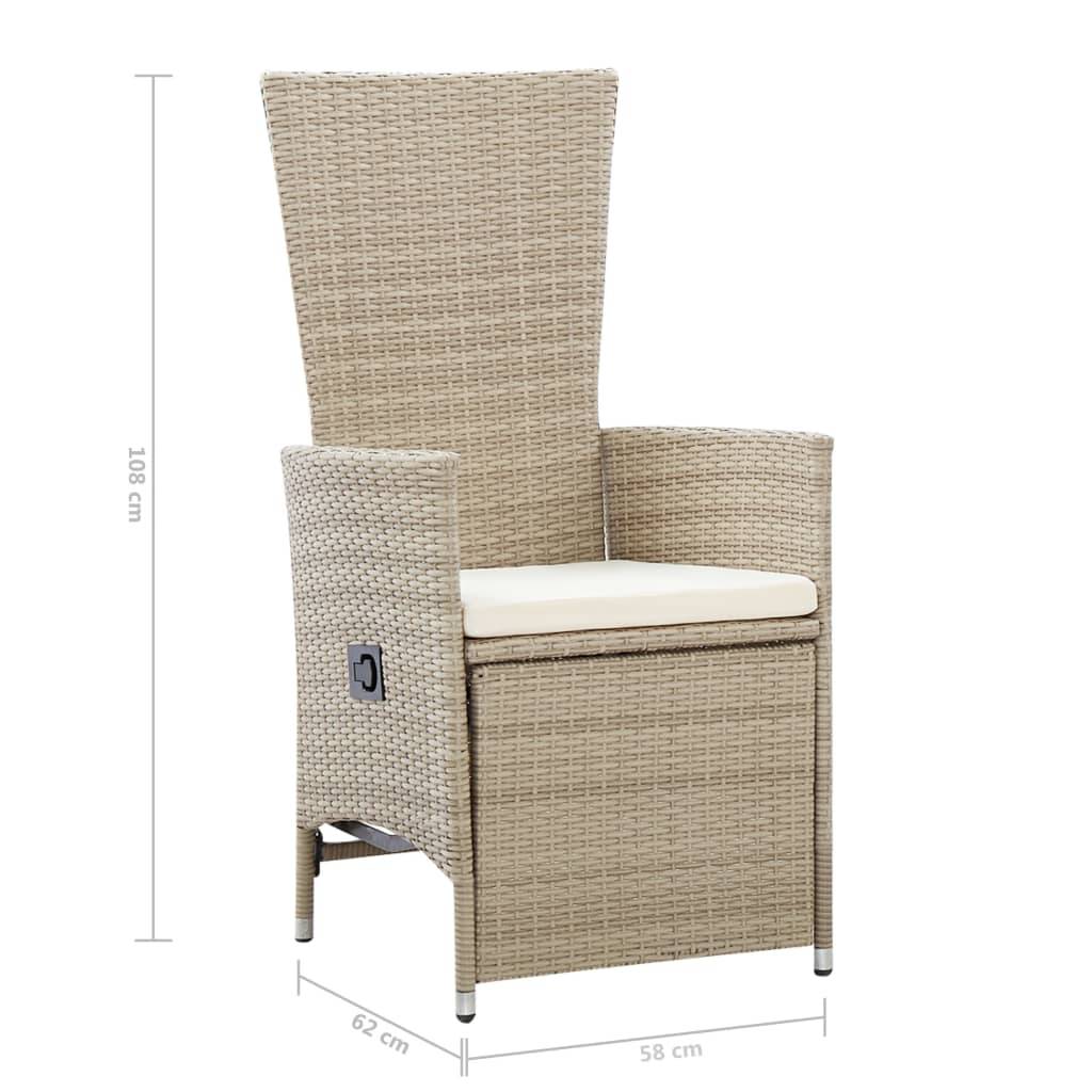 vidaXL Garten-Liegestühle 2 Stk. mit Auflagen Poly Rattan Beige