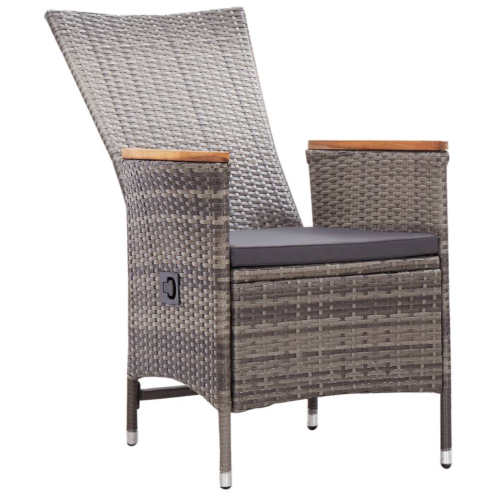vidaXL Gartenstühle 2 Stk. mit Auflagen Poly Rattan Grau