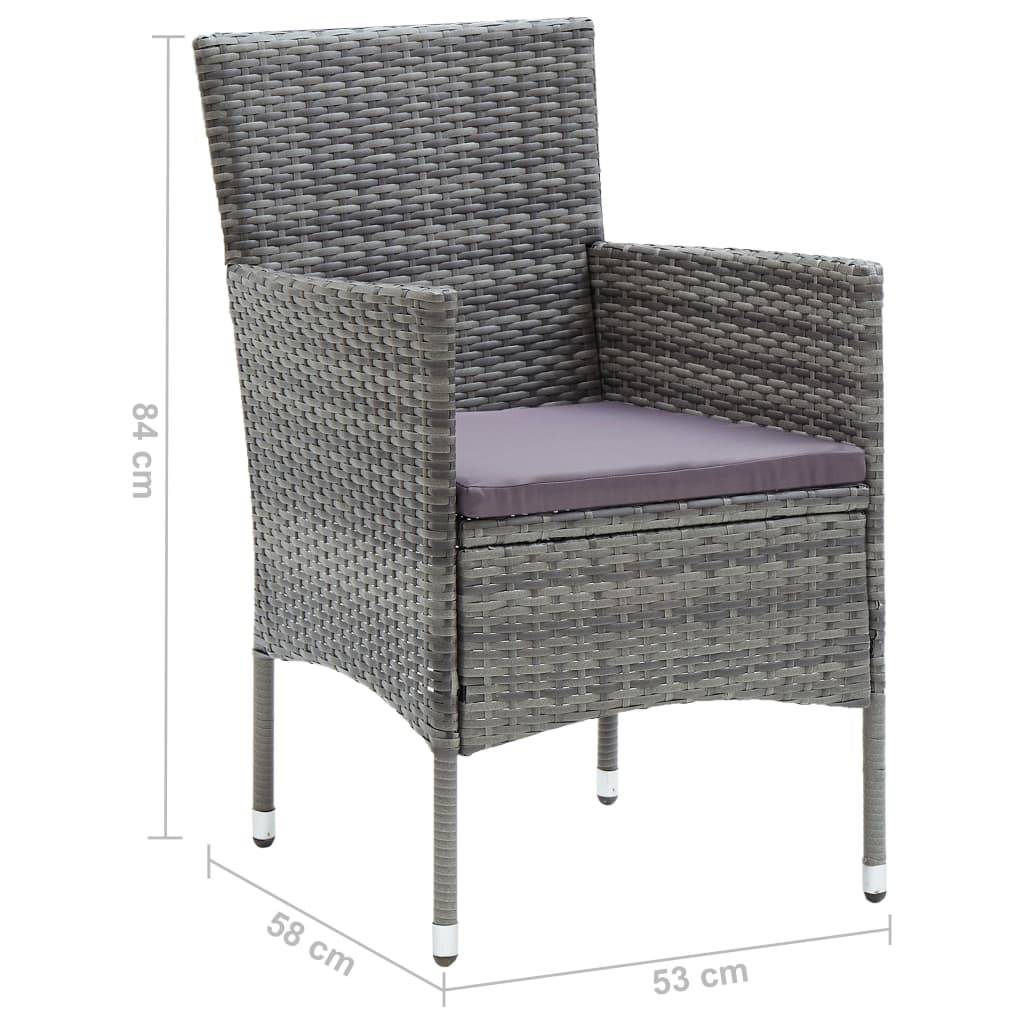 vidaXL Garten-Essstühle 4 Stk. Poly Rattan Grau