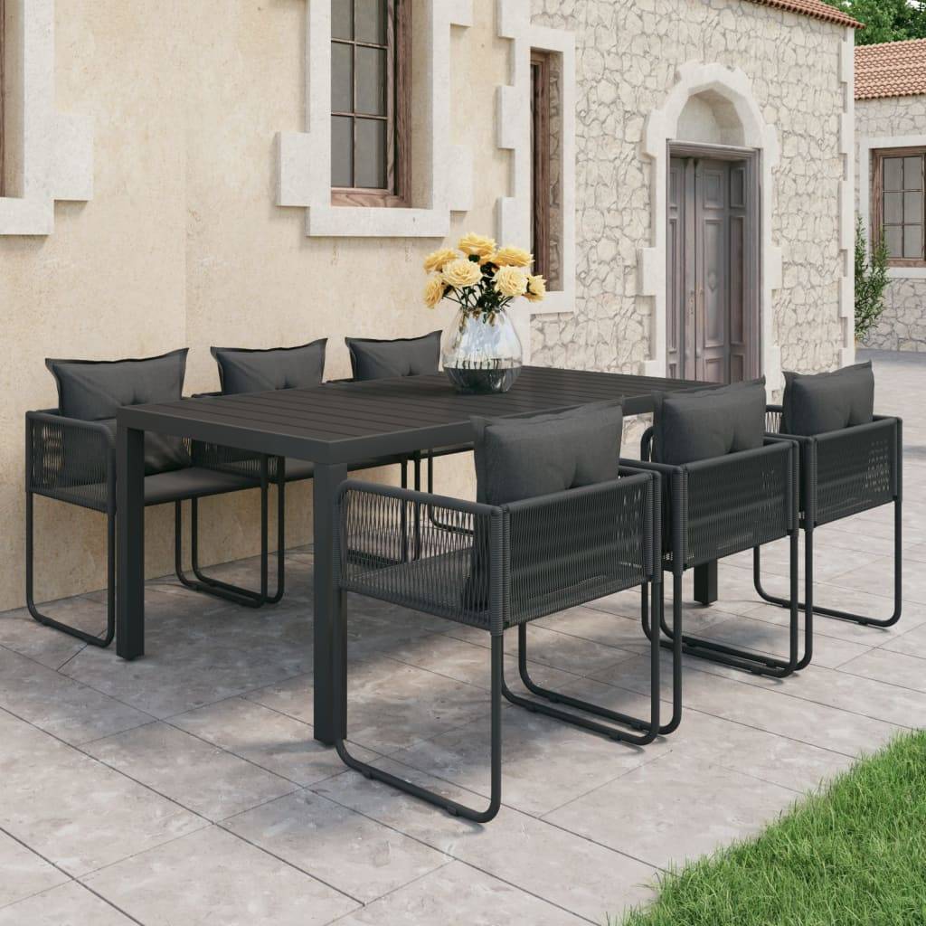 vidaXL 7-tlg. Garten-Essgruppe PVC Rattan Schwarz