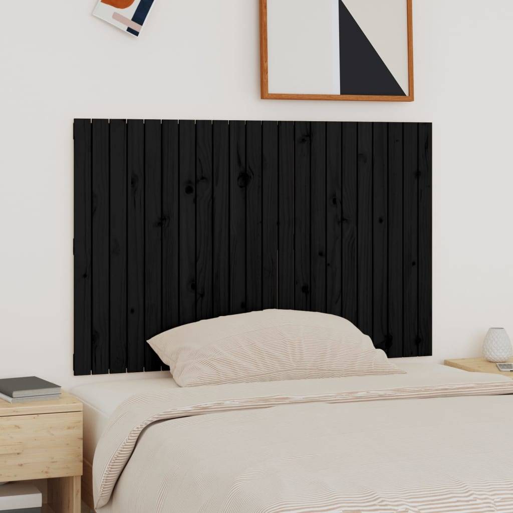 vidaXL Wand-Kopfteil Schwarz 140x3x90 cm Massivholz Kiefer