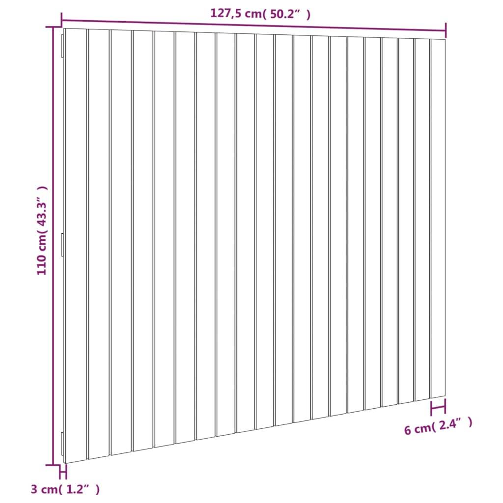 vidaXL Wand-Kopfteil Grau 127,5x3x110 cm Massivholz Kiefer