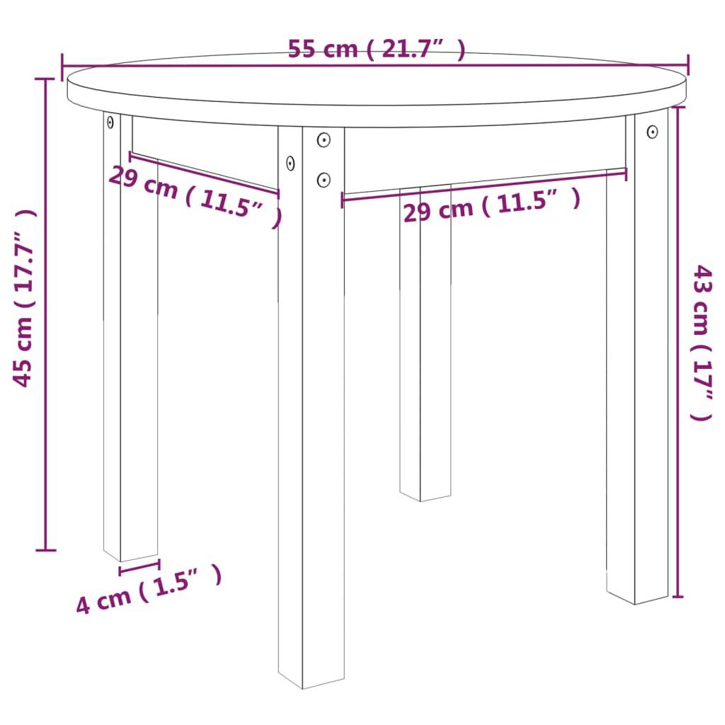 vidaXL Couchtisch Ø 55x45 cm Massivholz Kiefer