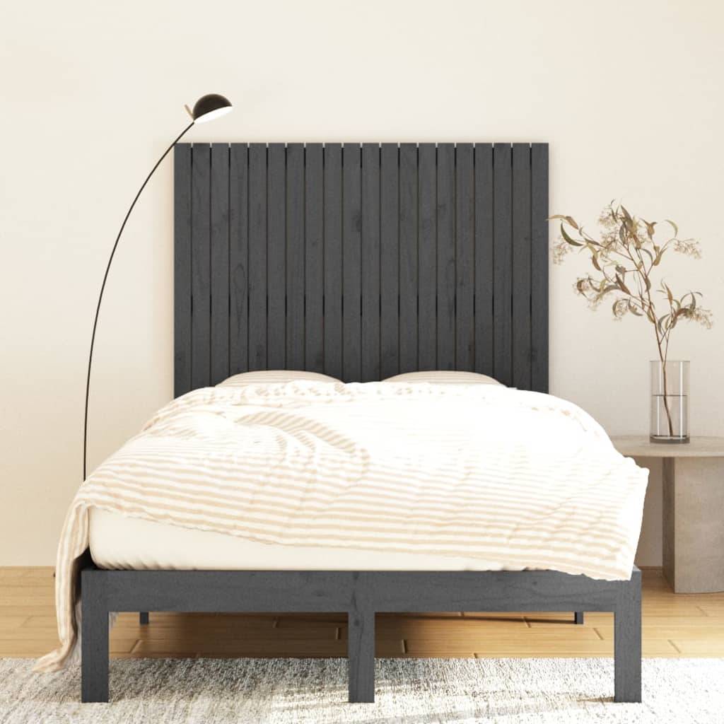 vidaXL Wand-Kopfteil Grau 127,5x3x110 cm Massivholz Kiefer
