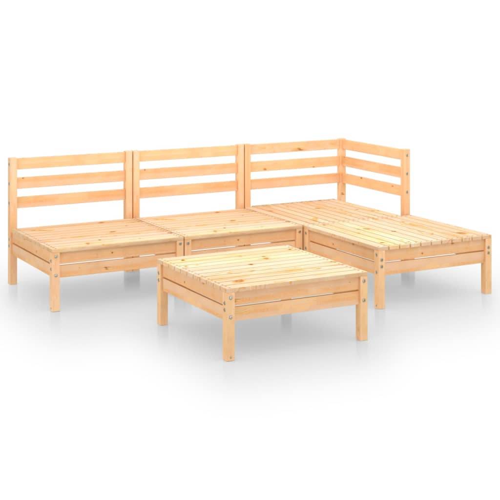 vidaXL 5-tlg. Garten-Lounge-Set Massivholz Kiefer