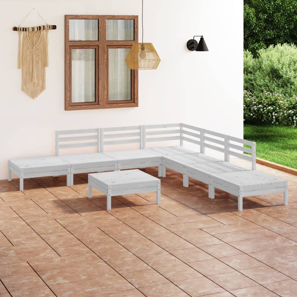 vidaXL 8-tlg. Garten-Lounge-Set Massivholz Kiefer Weiß