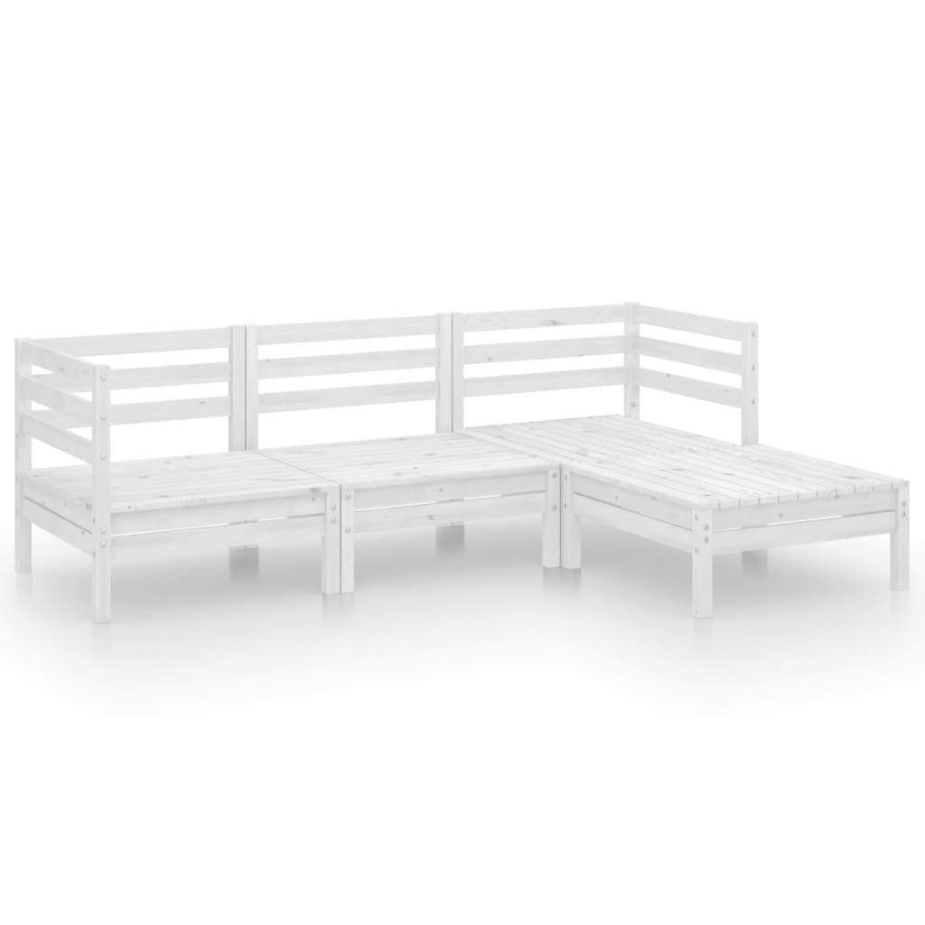 vidaXL 4-tlg. Garten-Lounge-Set Massivholz Kiefer Weiß