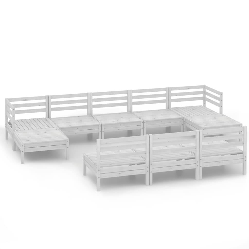 vidaXL 10-tlg. Garten-Lounge-Set Weiß Massivholz Kiefer