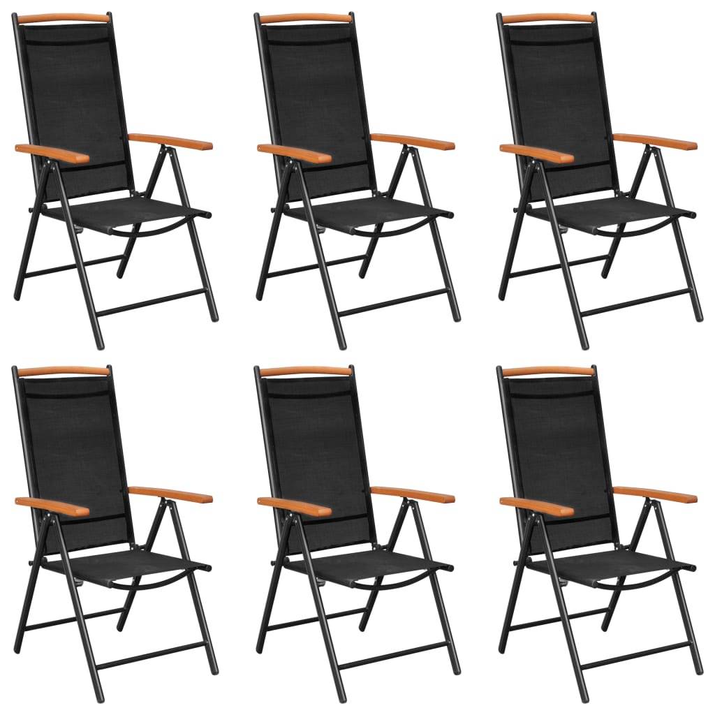 vidaXL 7-tlg. Garten-Essgruppe Aluminium Schwarz