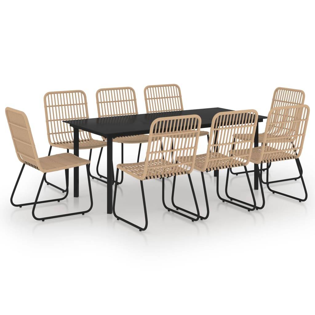 vidaXL 9-tlg. Garten-Essgruppe Poly Rattan und Glas